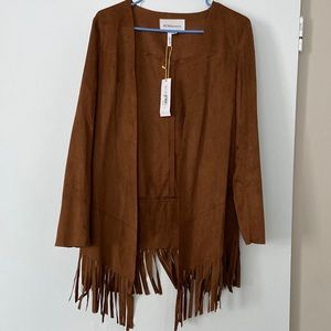 New with tags BCBGeneration faux suede fringe cardigan xxs